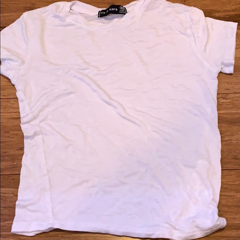 White,grey,navy blue striped tee